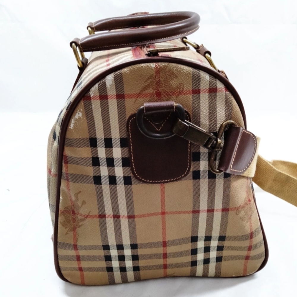 Burberry's Boston Bag Brown PVC W/Adjustable Strap - Picture 3 of 9